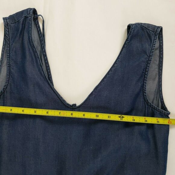 ZARA Blue Size XS Shorts Sleeveless Romper V-Neck Tie Waist One Piece Chambray - Picture 5 of 9